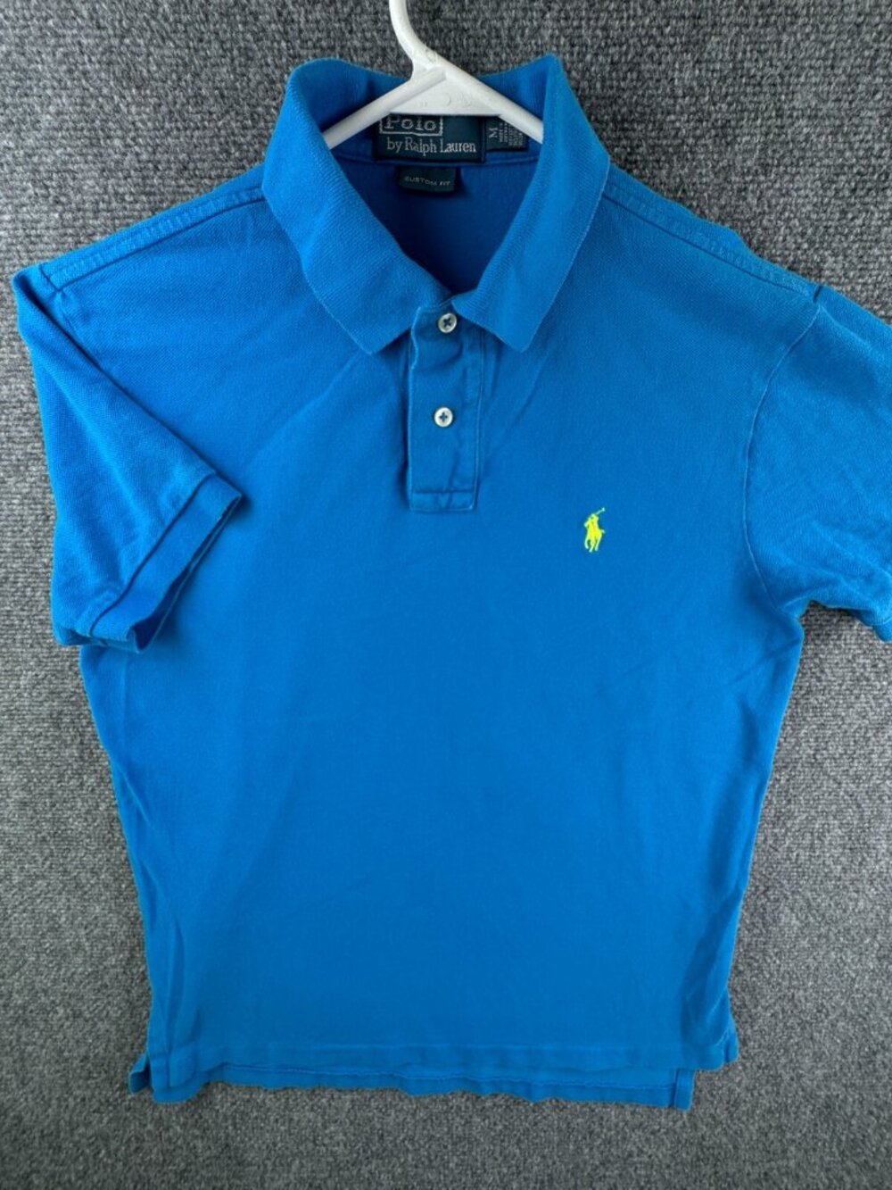Polo Ralph Lauren Custom Fit Short Sleeve Polo Blue Medium Cotton Neon Pony